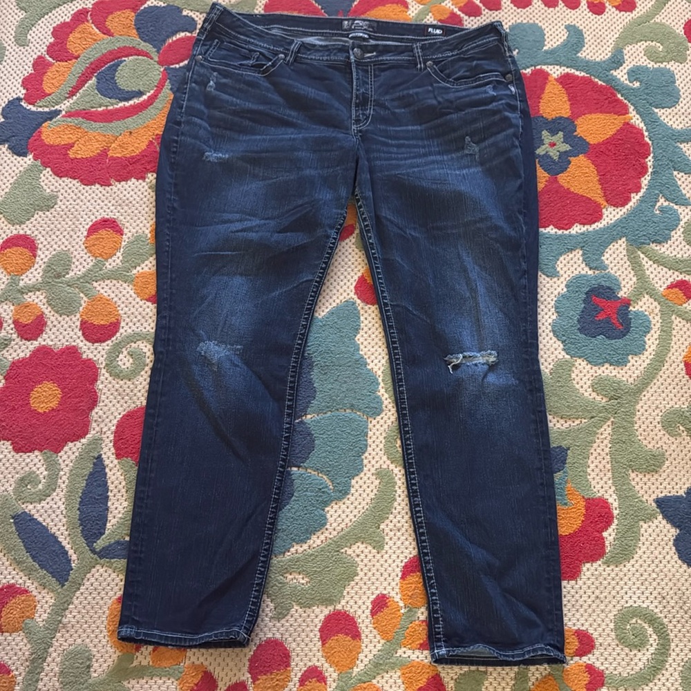 Silver Jeans fluid boyfriend stretch jeans sz 20 distressed